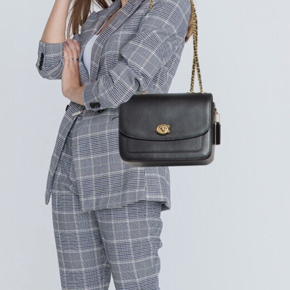 NWT Coach Madison shoulder  bag | convertible strap |black leather  and … - Picture 1 of 13